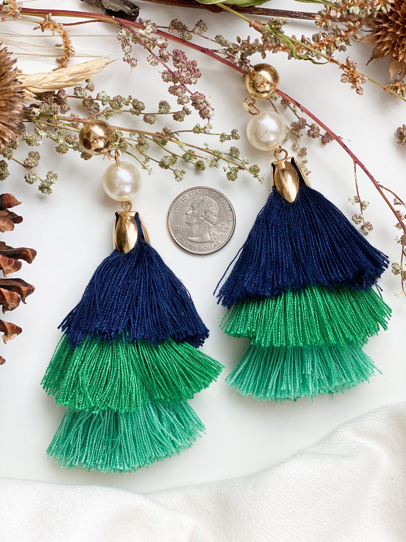 Let's Party Earrings Blue and Green