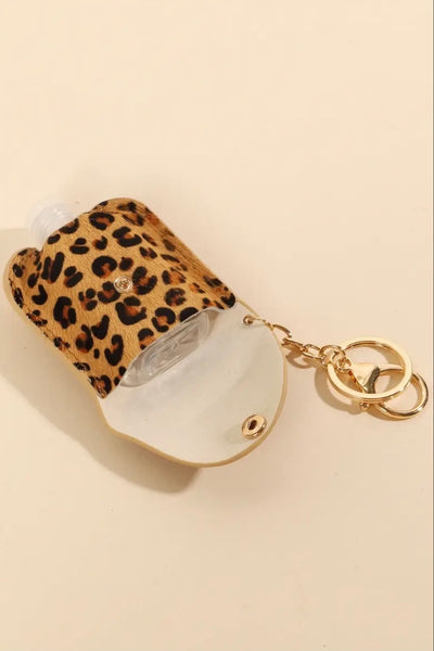 Animal print vegan calf hair mini sanitizer holder
