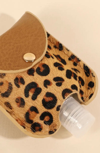 Animal print vegan calf hair mini sanitizer holder