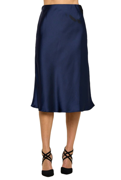 Hollywood Satin Skirt Navy