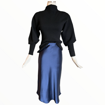 Hollywood Satin Skirt Navy