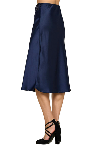 Hollywood Satin Skirt Navy