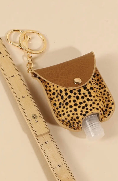 Animal print vegan calf hair mini sanitizer holder