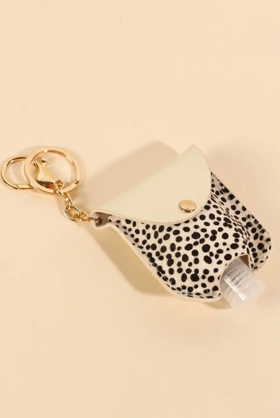 Animal print vegan calf hair mini sanitizer holder
