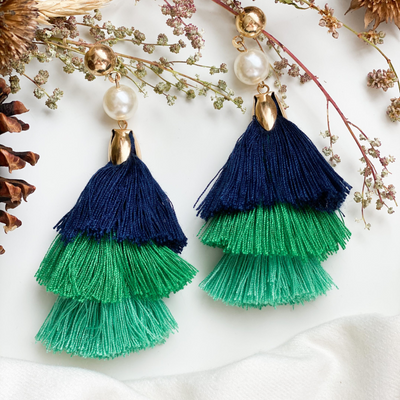 Let's Party Earrings Blue and Green