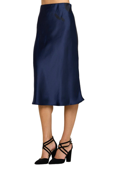 Hollywood Satin Skirt Navy