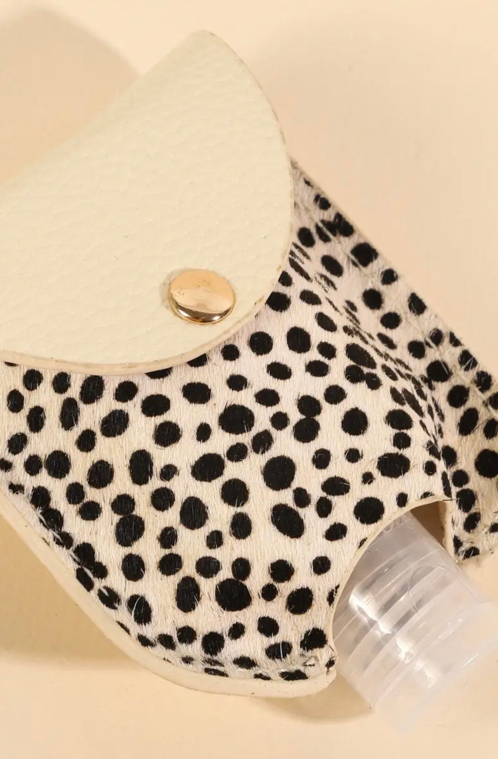 Animal print vegan calf hair mini sanitizer holder