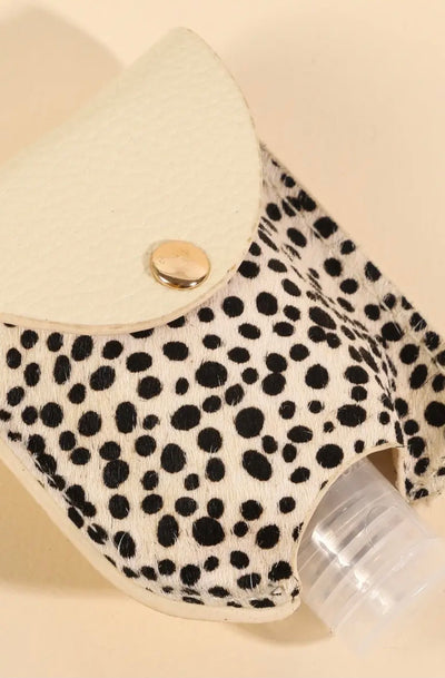 Animal print vegan calf hair mini sanitizer holder